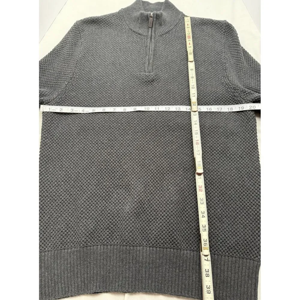 J Crew‎ Qtr Zip Charcoal Grey Sweater & Green White Check Oxford Shirt XL Slim